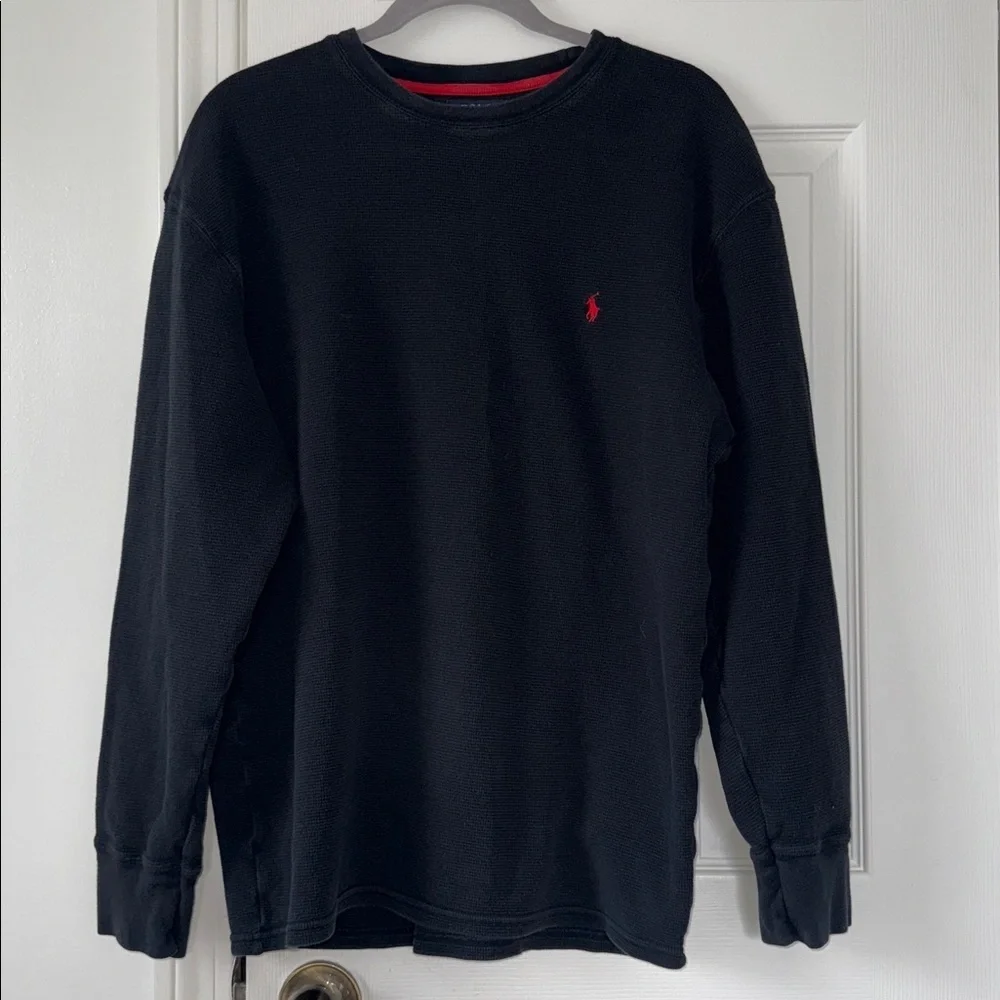 Polo Ralph Lauren Black Waffle Knit Thermal Long Sleeve Shirt Men’s XL